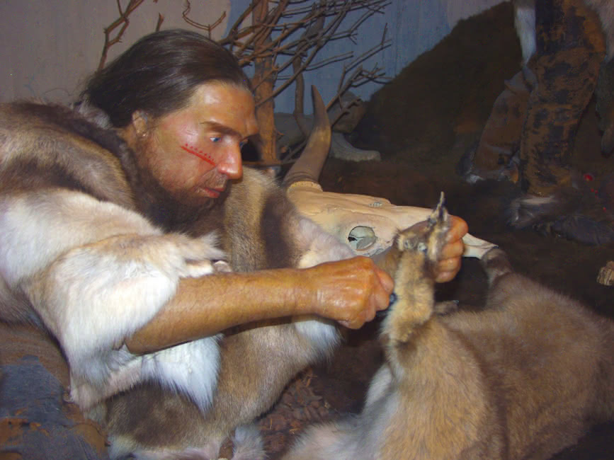 Nachbildung eines Neandertalers (Neanderthal-Museum)